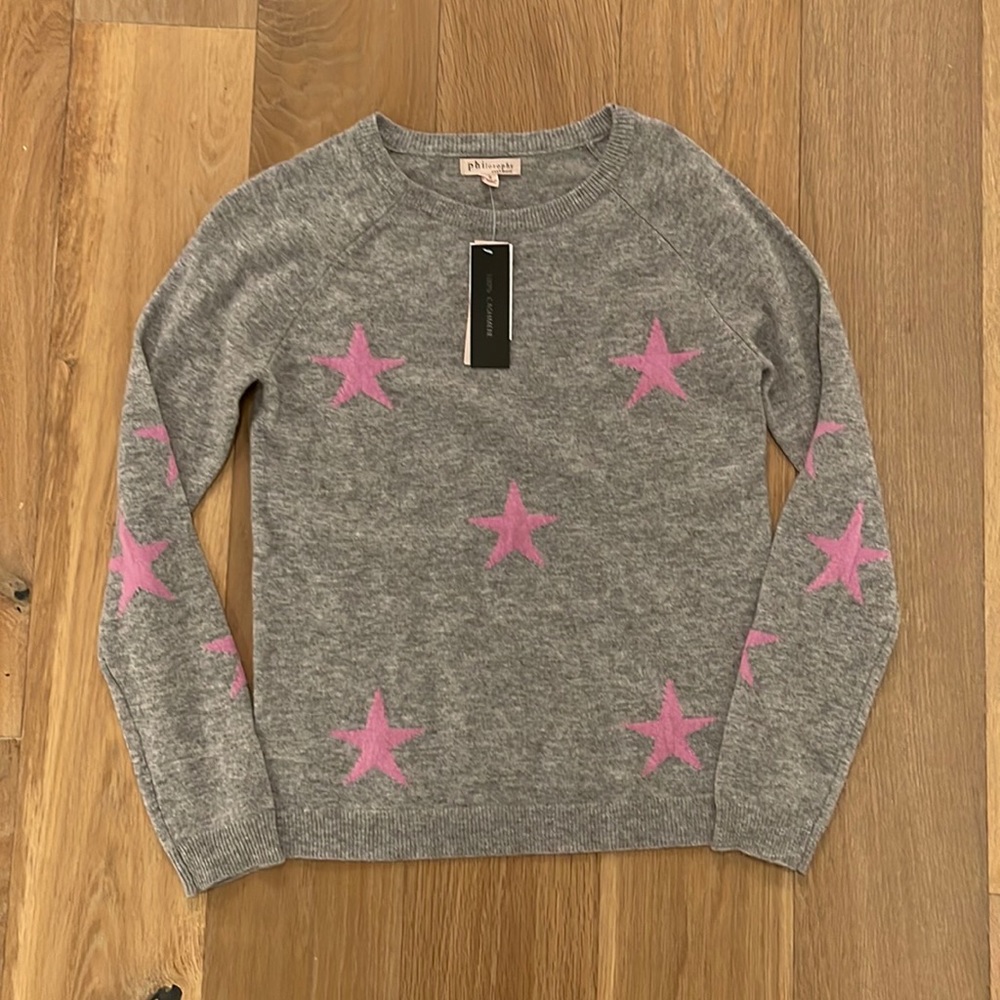 Philosophy Cashmere Star Crewneck Sweater NWT - Picture 1 of 4